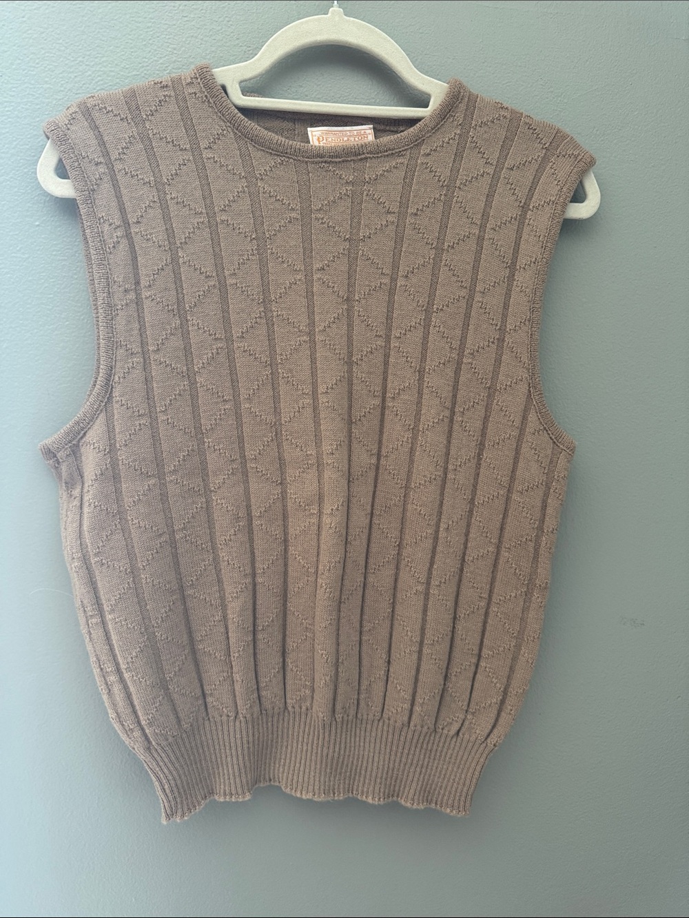 Pendleton Taupe Sleeveless Crewneck Knit Vest